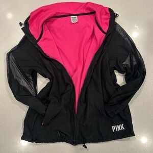 PINK Victoria's Secret Lightweight Black Jacket with Bright Pink Interior XS